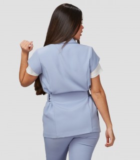 Casaca mujer Cuello Smoking Meli Azul maya para peluquería y estética