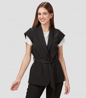 Casaca mujer Cuello Smoking Meli Negro para peluquería y estética