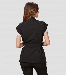 Casaca mujer Cuello Smoking Meli Negro para peluquería y estética