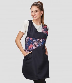 Casulla cremallera Verbena Marino para peluquería y estética