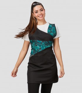 Casulla cremallera Verbena Negro para peluquería y estética