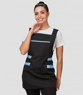 Casulla bicolor Haya Celeste para peluquería y estética