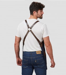 Delantal peto vaquero y piel reciclada