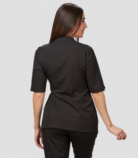 Casaca mujer cruzada Bugula Negra para peluquería y estética