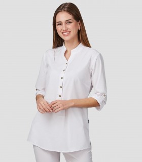 Casaca mujer cuello mao Vinca Blanca para peluquería y estética