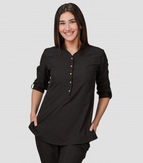 Casaca mujer cuello mao Vinca Negra para peluquería y estética