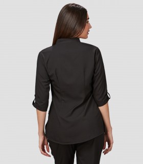 Casaca mujer cuello mao Vinca Negra para peluquería y estética