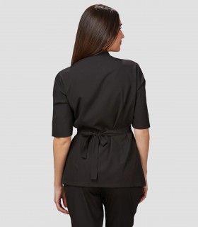 Casaca mujer Kimono Cardota Negra para peluquería y estética