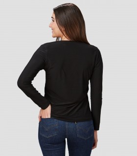 Camiseta mujer Melia negra para peluquería y estética