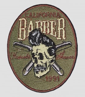 Escudo Bordado Termoadhesivo California para barbería, peluquería y estética