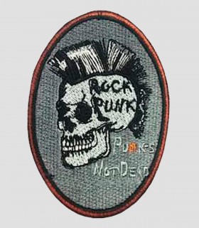 Escudo Bordado Termoadhesivo Rock Punk para barbería, peluquería y estética