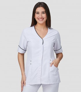 Casaca sanitaria Microfibra Cinta Blanca