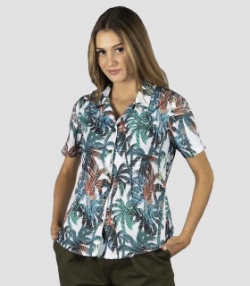 Camisa laboral de mujer Hawaiana Palma para camarera