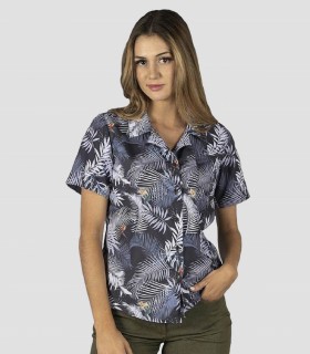 Camisa laboral de mujer Hawaiana Hibiscus para camarera