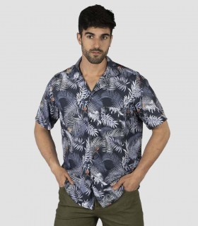 Camisa laboral unisex Hawaiana Hibiscus para camarero