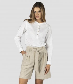 Camisa mujer cuello mao Blanca para camarera