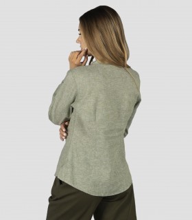 Camisa mujer cuello mao Verde musgo para camarera