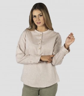 Camisa mujer cuello mao Beige para camarera