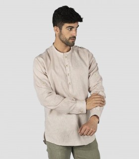 Camisa unisex cuello mao Tiwi Beige para camarero