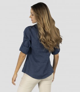 Camisa mujer cuello mao Marino para camarera