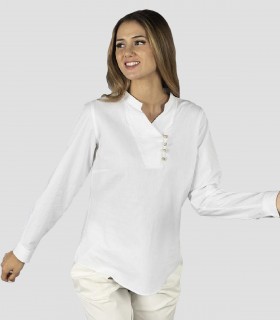 Camisa mujer cuello mao Blanca para camarera
