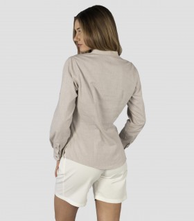 Camisa mujer cuello mao Beige para camarera