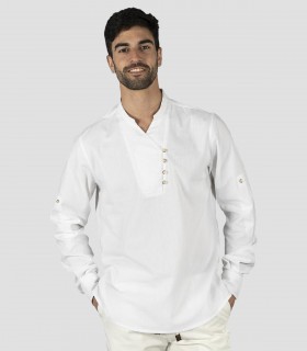 Camisa unisex cuello mao Blanca para camarero