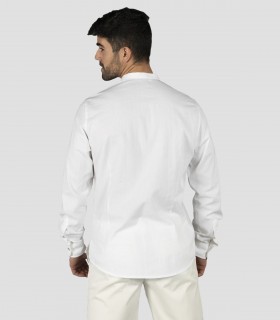 Camisa unisex cuello mao Blanca para camarero