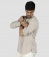 Camisa unisex cuello mao Beige para camarero