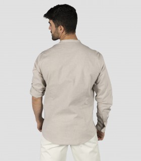 Camisa unisex cuello mao Beige para camarero