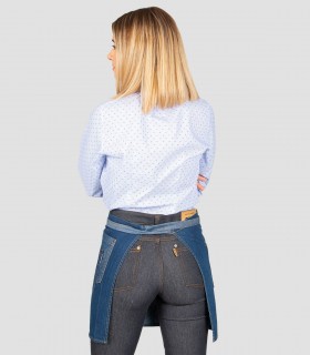 Delantal corto vaquero lavado Añil para camarero