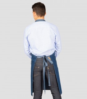 Delantal con peto vaquero lavado Añil para camarero