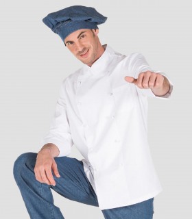 Chaqueta cocina Botón forrado Manga larga