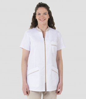 Casaca sanitaria mujer contraste Beige