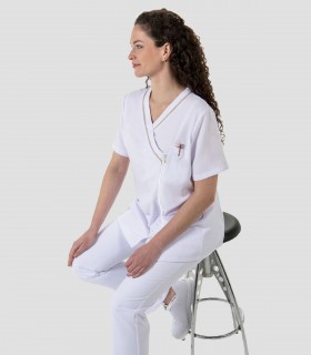 Casaca sanitaria mujer Microfibra elástica Blanca