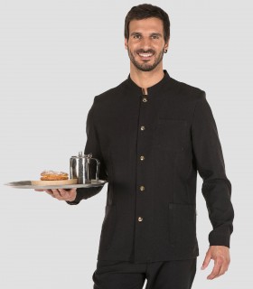 Chaqueta camarero negra botón dorado