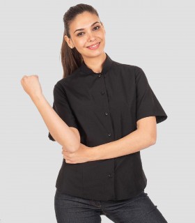 Camisa cuello mao Negra para camarera