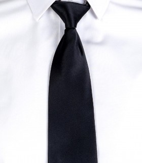 Corbata con nudo y elástico Raso Negra