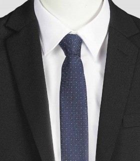 Corbata sin nudo de pala estrecha Azul marino