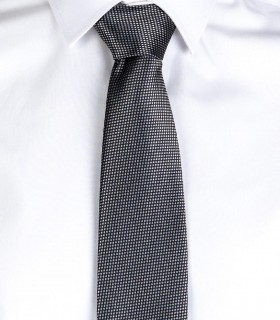 Corbata sin nudo Jacquard Ojo de perdiz Gris perla
