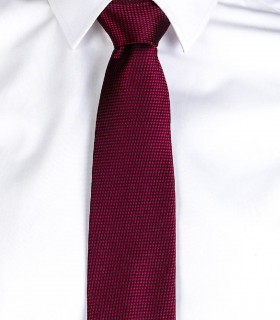 Corbata sin nudo Jacquard Ojo de perdiz Burdeos