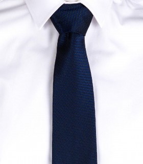 Corbata sin nudo Jacquard Ojo de perdiz Azul marino