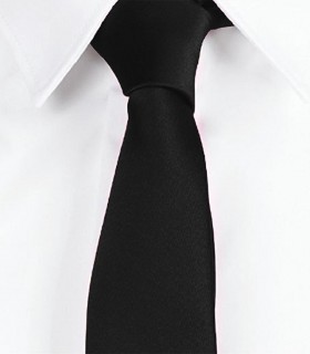 Corbata sin nudo de pala estrecha Raso Negra