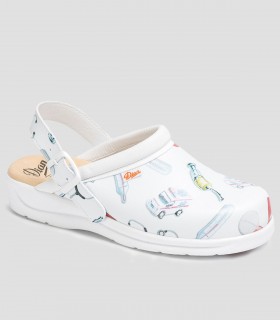 Zueco sanitario Pisa estampado blanco