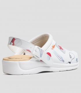 Zueco sanitario Pisa estampado blanco