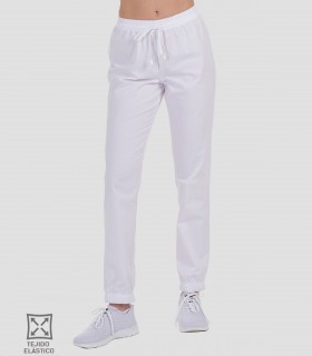 Pantalón goma tobillo elástico blanco