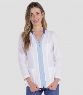 Casaca sanitaria elástica mujer Azul
