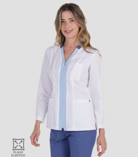 Casaca sanitaria elástica mujer Azul