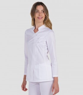 Casaca cruzada manga larga Sarga elástica