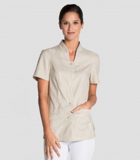 Casaca sanitaria mujer Beige escote alto